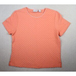 KENETH TOO CASUALS - WOMEN'S SALMON ORANGE TEXTURED T-SHIRT - PM
